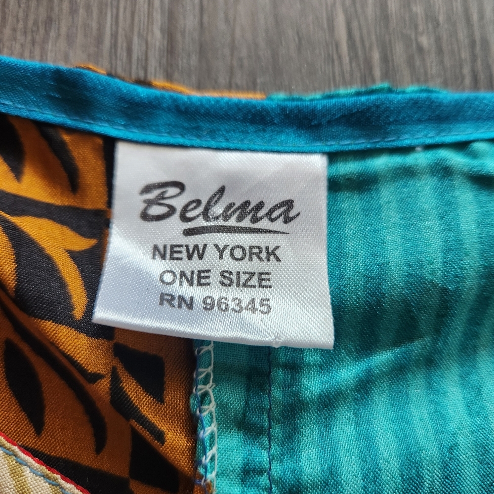 Belma New York Silky Colorblocked Mixed Pattern Tunic Top One Size - Picture 6 of 12